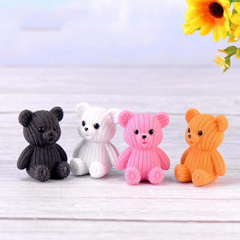 Miniature Teddy Bear Figurine | Cute Plastic Decoration with Whimsical Design | Perfect for Fairy Gardens and Home Decor 2